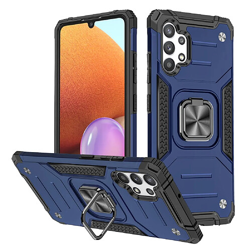 Coque en TPU antichoc avec béquille rotative bleu pour votre Samsung Galaxy A32 4G (EU Version)