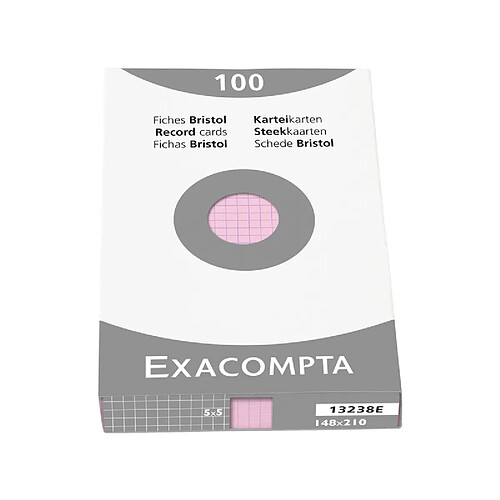 EXACOMPTA Fiches bristol, A5, quadrillé, rose ()