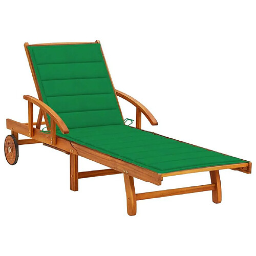 Maison Chic Chaise longue de jardin avec coussin | Bain de soleil Relax | Transat Bois d'acacia solide -GKD70612