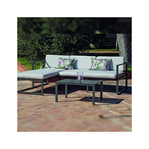 HEVEA Salon de jardin d'angle en aluminium Chenit anthracite.