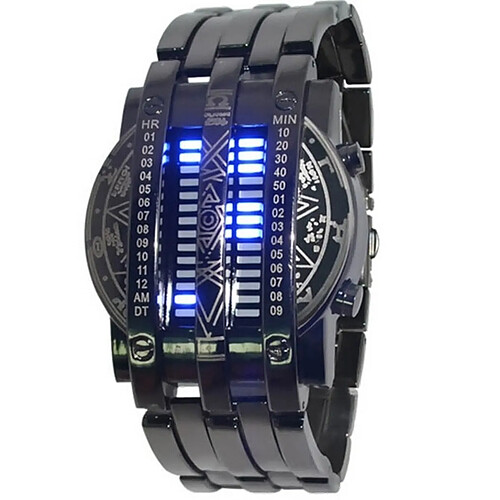 Universal Personnalité de mode Montre de toute l'humanité Bracelet militaire binaire en acier Bleu Montre de sport Montre Homme Montre Cadeau | |