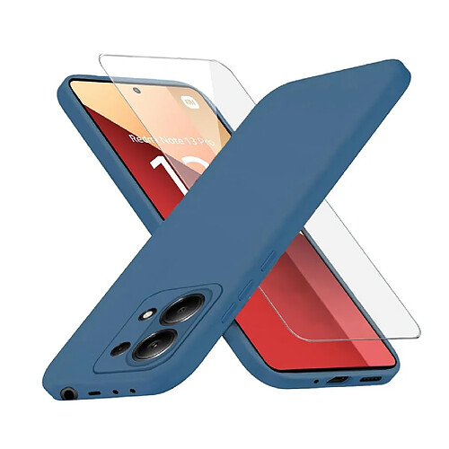 Htdmobiles Coque pour Xiaomi Redmi Note 13 Pro 4G / Poco M6 Pro 4G - housse etui silicone gel fine + verre trempe - BLEU FONCE