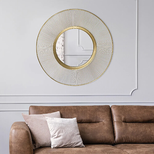 Miroir mural rond doré en verre/métal design Belo Horizontale 82 cm WOMO-DESIGN®