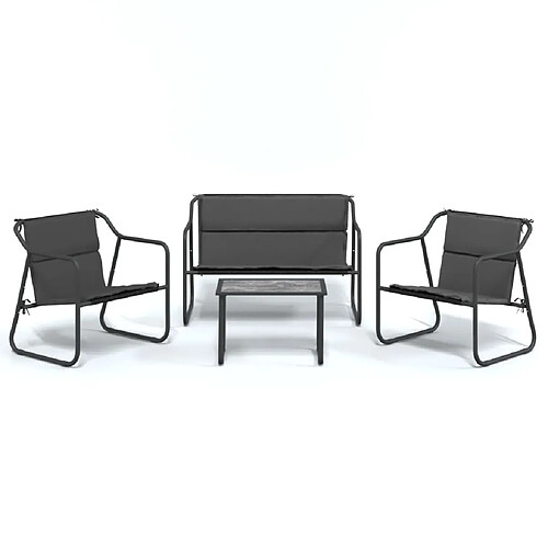 Maison Chic Salon de jardin 4 pcs avec coussins - Table et chaises d'extérieur - Mobilier/Meubles de jardin Moderne anthracite acier -MN33420