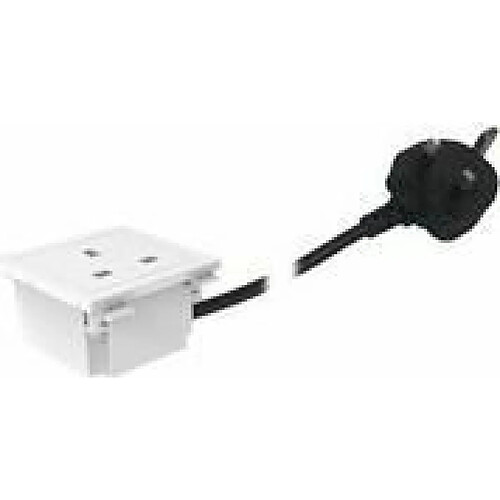 VISION UK POWER SOCKET MODULE - Grounded UK power socket for TECHCONNECT V3 modular faceplate. Requires 3 modules spaces. Comes with 850mm power cable pre-terminated. Plug 90 degrees to cable. Cable colour: black. Plastic front panel. **Lifetime wa