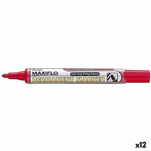 Marqueur permanent Pentel NLF50 Rouge 12 Unités