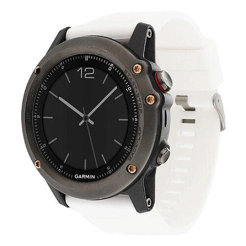 Bracelet en silicone 22mm souple avec boucle de couleur argent blanc pour votre Garmin Fenix 5/5 Plus/Forerunner 935