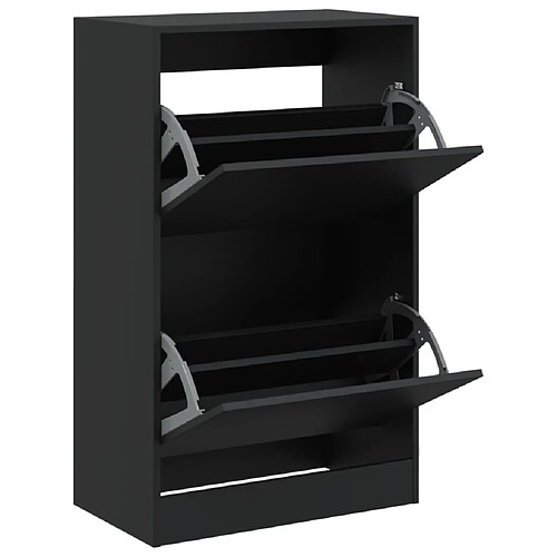 Maison Chic Armoire à chaussures | Meuble de rangement à chaussures Meuble d'Entrée noir 60x34x96,5 cm bois d'ingénierie -MN93690