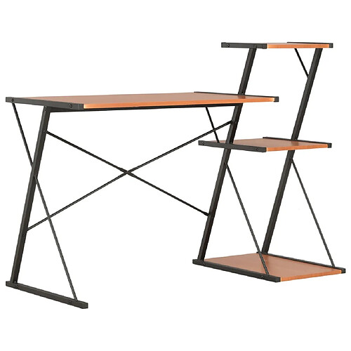 vidaXL Bureau avec étagère Noir et marron 116x50x93 cm