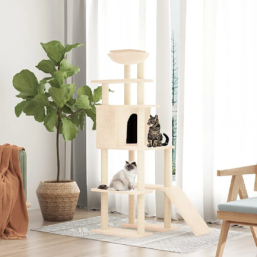 vidaXL Arbre à chat avec griffoirs en sisal Crème 166 cm