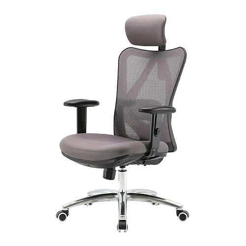 Decoshop26 Fautuil de bureau avec support lombaire ergonomique réglable en hauteur en maille gris 04_0006213