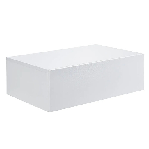 Helloshop26 Étagère murale pour chambre à coucher avec 1 tiroir laqué 46 cm blanc 03_0001798