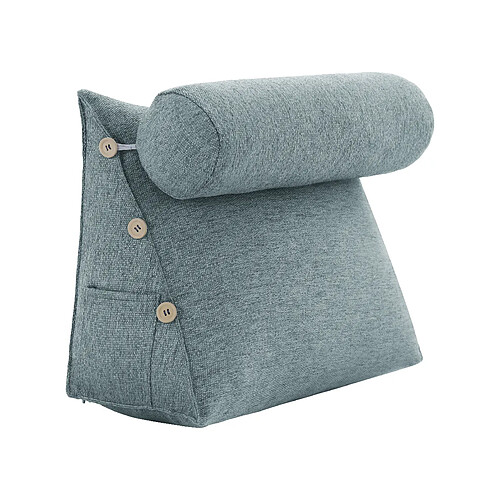 VerCart Coussin de Lecture Incliné Traversin de Dossier Lin Gris 60cm