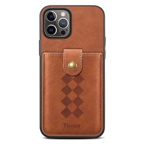 Coque en TPU + PU porte-carte, hybride amovible 2-en-1 marron pour votre Apple iPhone 13 Pro 6.1 pouces