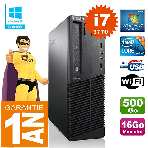 PC Lenovo M92p SFF Core I7-3770 Ram 16Go Disque 500 Go Graveur DVD Wifi W7 · Occasion