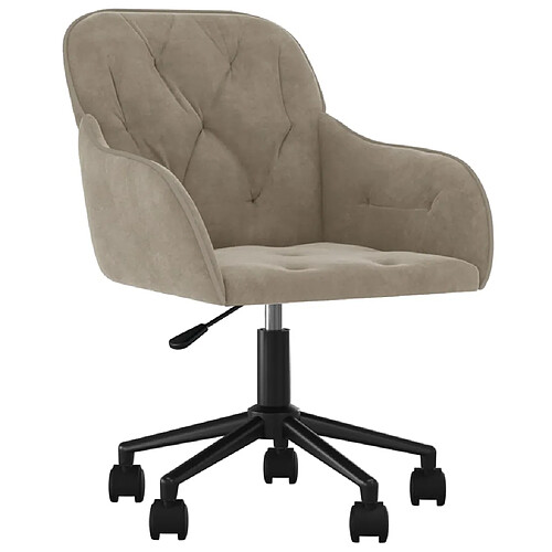 Helloshop26 Chaise fauteuil siège pivotante de bureau informatique étude clairvelours gris 02_0024118