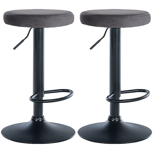 Non Lot de 2 tabourets de bar Ponte velours noir