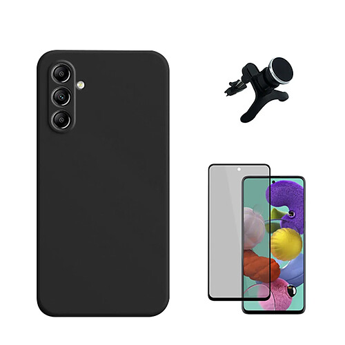 Kit Film Verre Trempé 5D Anti-Spy + Étui Silicone Liquide + SuppOrt Magnétique Renforcé Phonecare pour Samsung Galaxy S23 FE - Noir