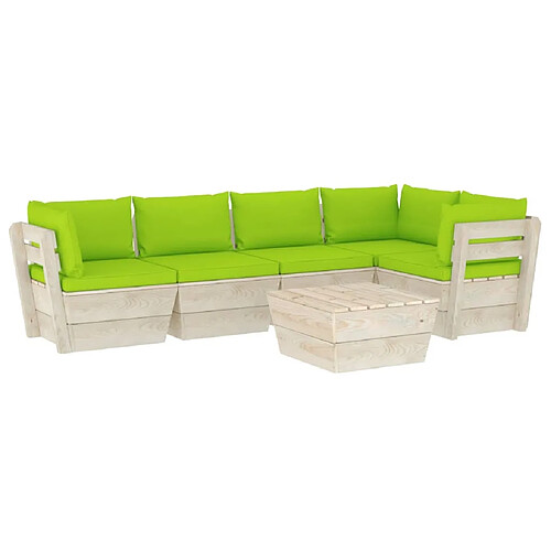 Maison Chic Salon de jardin palette 6 pcs avec coussins - Table et chaises d'extérieur - Mobilier/Meubles de jardin Moderne épicéa imprégné -MN41978