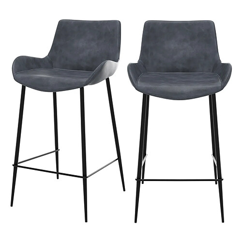 Rendez Vous Deco Chaise de bar mi-hauteur Pirata gris foncé 65 cm (lot de 2)