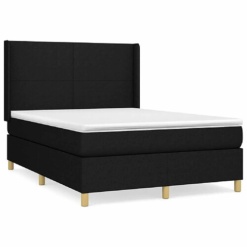 Maison Chic Lit adulte- Lit + matelas,Sommier à lattes de lit avec matelas Noir 140x200 cm Tissu -GKD27048