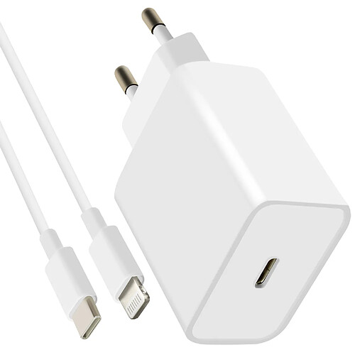 Mayaxess Chargeur iPhone Ultra Rapide 20W Câble USB-C vers Lightning Blanc