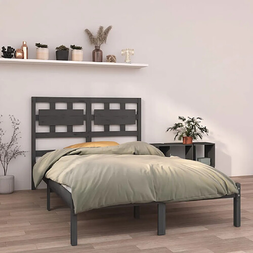 Maison Chic Lit adulte - Lit simple Cadre de lit,Structure du lit Contemporain Gris Bois massif 120x200 cm -MN43912