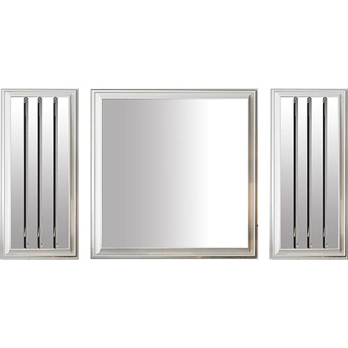 Vivenla Lot de 3 miroirs design en bois 100% mdf laqué blanc avec miroir fumé collection Angel L. 40-90-40 x P. 3-3-3 x H. 90-90-90 cm ANGEL