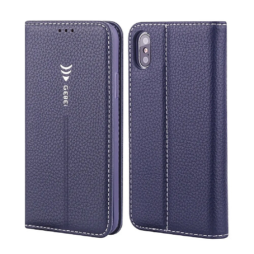 Wewoo Housse Coque Pour iPhone XR GEBEI PU + TPU Etui de protection à rabat horizontal avec support et fentes cartes Bleu