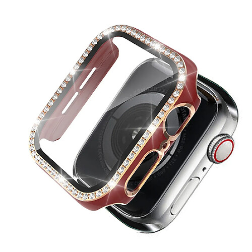 Coque en TPU Cadre en cristal de galvanoplastie Or rouge pour votre Apple Watch 4/5/6/SE 40mm