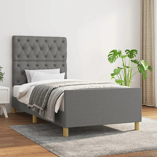 vidaXL Cadre de lit sans matelas gris foncé 80x200 cm tissu