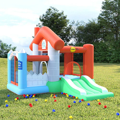 Happy Hop Château gonflable avec toboggan 272x257x220 cm PVC