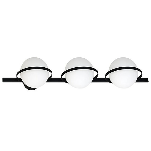 HOMEMANIA Lampe Murale Boote - Applique - Noir en Métal, Verre, 75 x 21 x 19 cm, 3 x E14, Max 40W