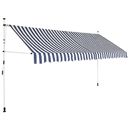 vidaXL Auvent rétractable manuel 400 cm Rayures bleues et blanches