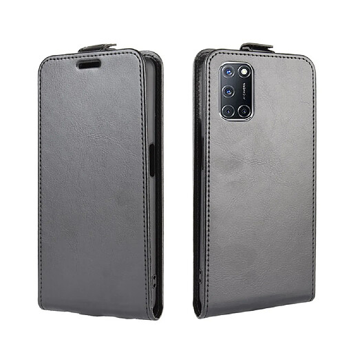 Etui en PU cheval fou vertical cool avec porte-carte noir pour votre Oppo A52/A92/A72