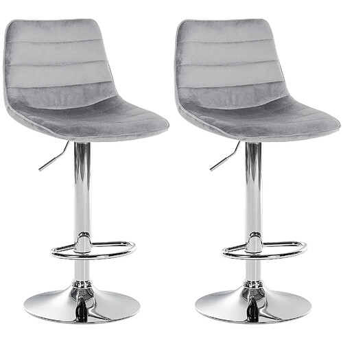 Non Lot de 2 tabourets de bar Lex velours chrome