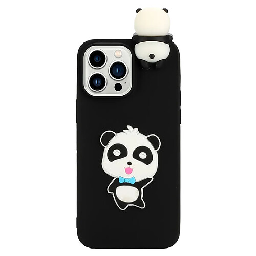 Coque en silicone Motif de dessin animé 3D, anti-chutte, anti-goutte pour votre iPhone 14 Pro - Panda à arc bleu