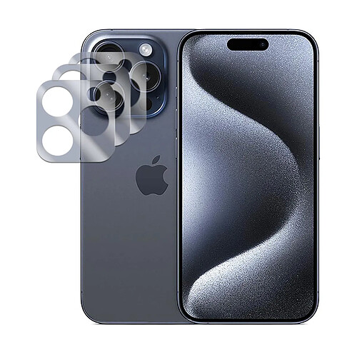 Lot de 3 verre trempé camera arrière protecteur pour iPhone 15 Pro 6.1" - VISIODIRECT -