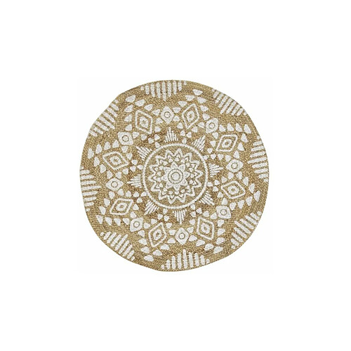 Aubry Gaspard Tapis rond en jute naturelle motif ethique.