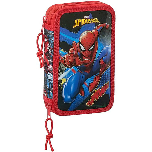 Pochette crayons Double Spiderman Go Hero Noir Rouge (28 pcs)