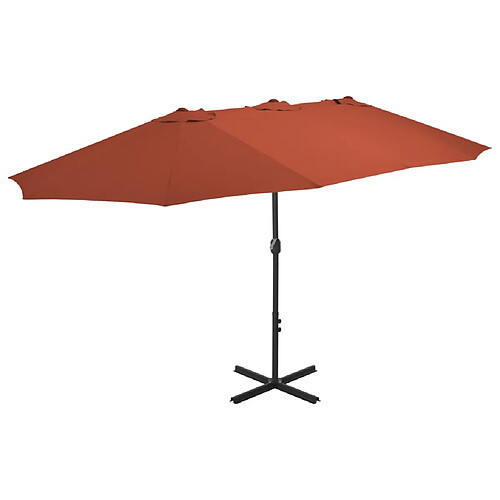 vidaXL Parasol d'extérieur avec poteau en aluminium terre cuite