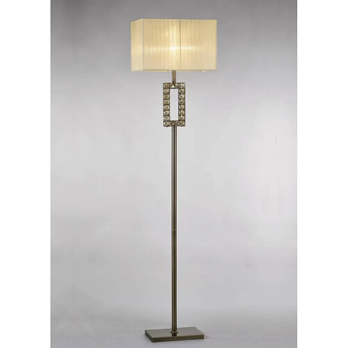 Luminaire Center Lampadaire Florence Rectangle avec Abat jour crème 1 Ampoule laiton antique/cristal