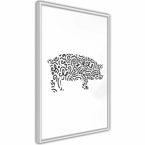 Paris Prix Affiche Murale Encadrée Curly Pig 20 x 30 cm Blanc