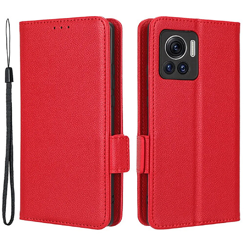 Etui en PU texture litchi, fermoir magnétique pour votre Motorola Edge 30 Ultra 5G/Edge X/Moto X30 Pro 5G - rouge