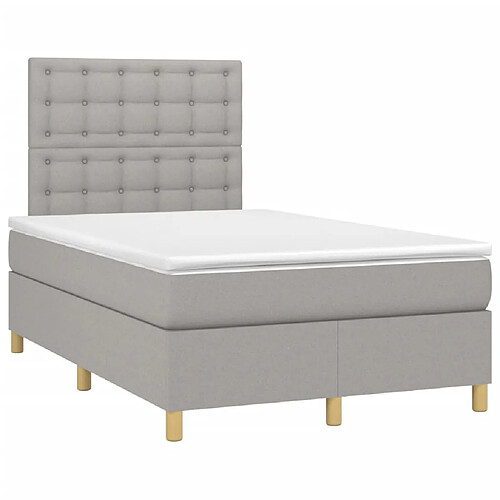 Maison Chic Lit adulte- Lit + matelas,Sommier à lattes de lit et matelas gris clair 120x190 cm tissu -GKD57494