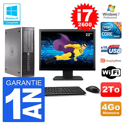 PC HP 6200 SFF Ecran 22" Intel i7-2600 RAM 4Go Disque 2To Graveur DVD Wifi W7 · Occasion