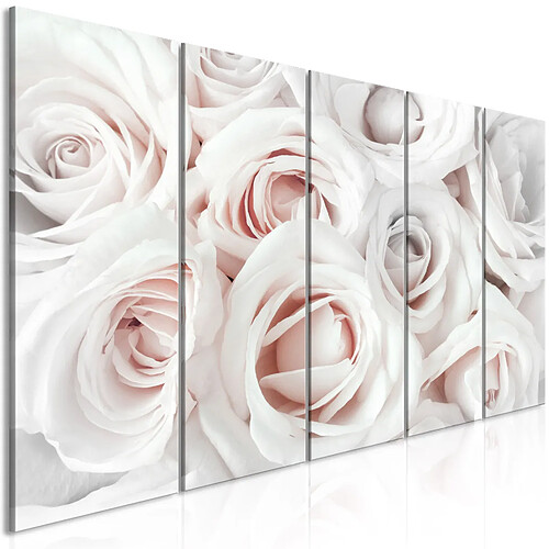 Artgeist Tableau - Satin Rose (5 Parts) Narrow Pink [200x80]