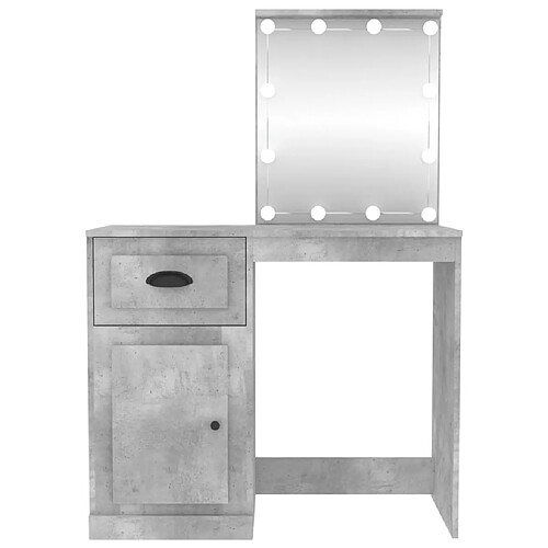 Helloshop26 Coiffeuse table de maquillage design meuble mobilier de chambre avec led 90 x 50 x 132,5 cm bois d'ingénierie gris 02_0006313