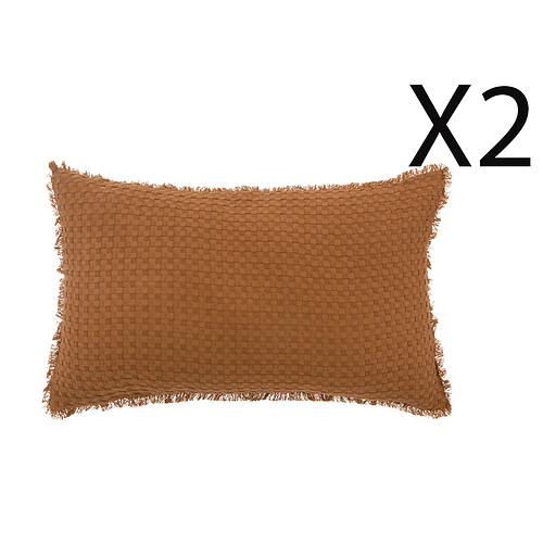 Pegane Lot de 2 coussins en coton coloris terracotta - Longueur 50 x Profondeur 10 x Hauteur 30 cm