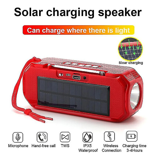 Universal Haut-parleurs de charge solaire Bluetooth en stéréo Stéréo Subwoofer Portable Boîte de musique extérieure avec lampe de poche FM Radio Altavoces